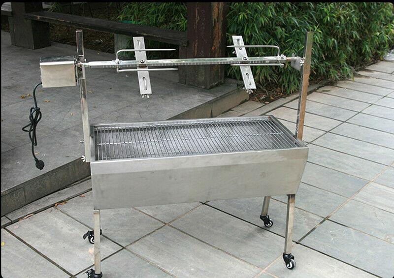 46" Stainless Steel Spit Roaster 110V Outdoor BBQ Cooking Lamb Chicken Grill
