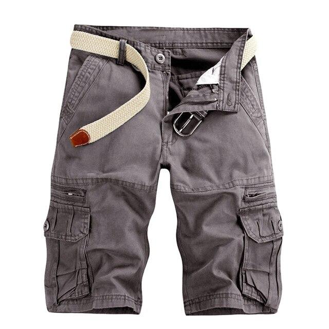 New Men Plaid Pockets Cargo Short Casual Pants
