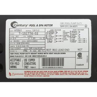 Motor, Century, 2.0hp, 208v-230v/460v, 3ph, 56Jfr, C-Face Thd