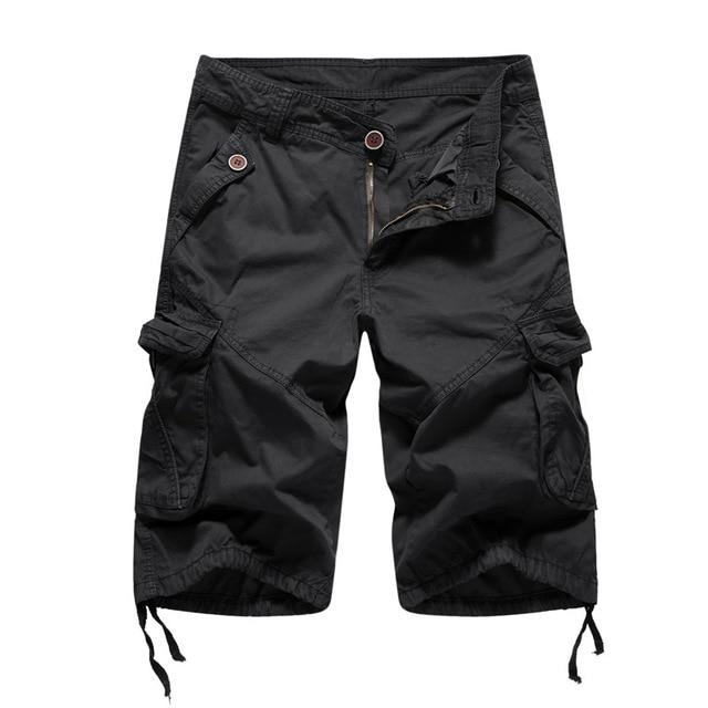 Lukmall Men 2021 Military Summer Army Green Cotton Men Loose Pocket Cargo Shorts