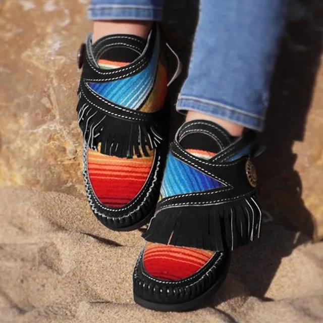 2021 Women's Comfy Flock Sewing Casual Flat Rainbow Boots