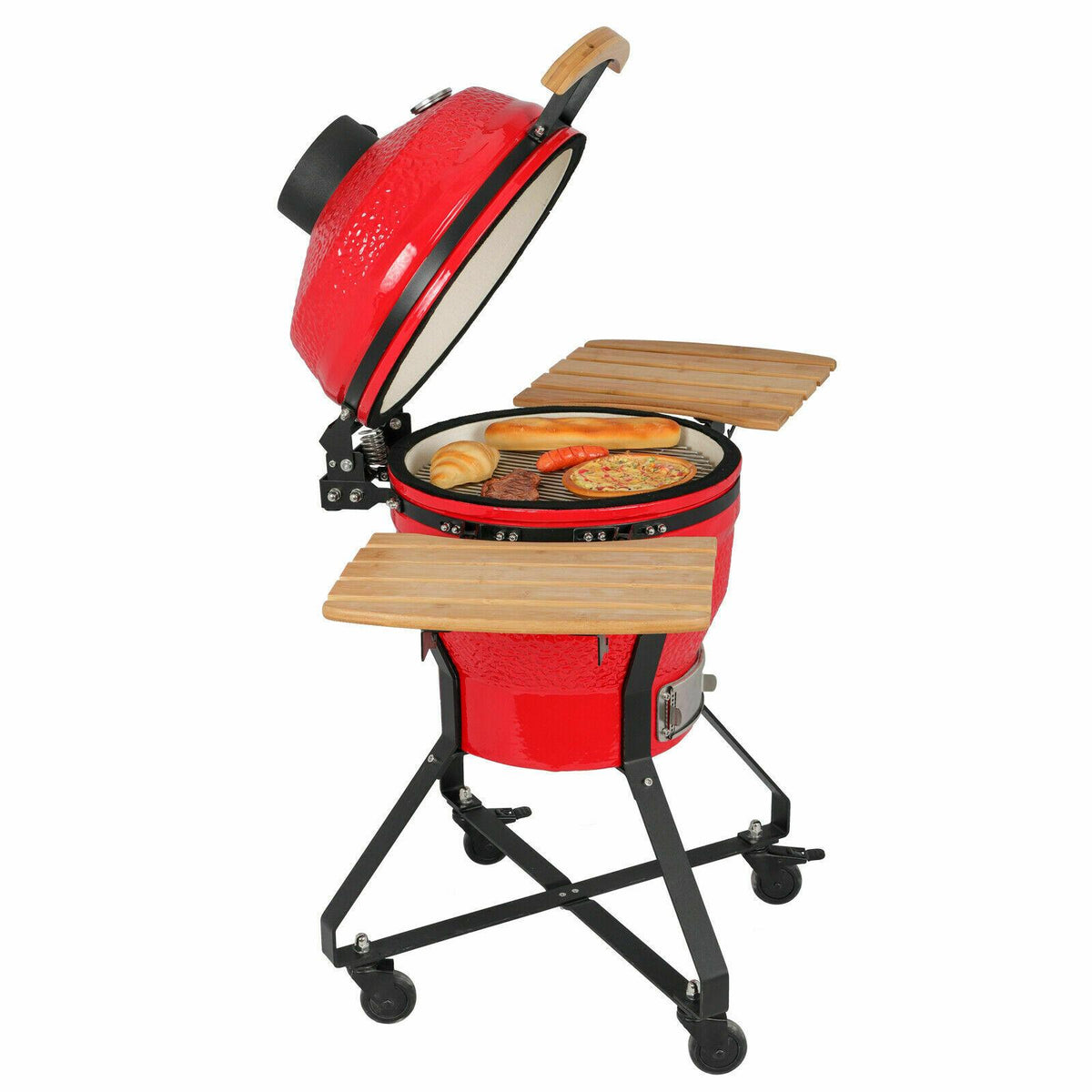 18 Inch Kamado Ceramic Charcoal Grill Outdoor Smoker Grill for BBQ Picnic Red US
