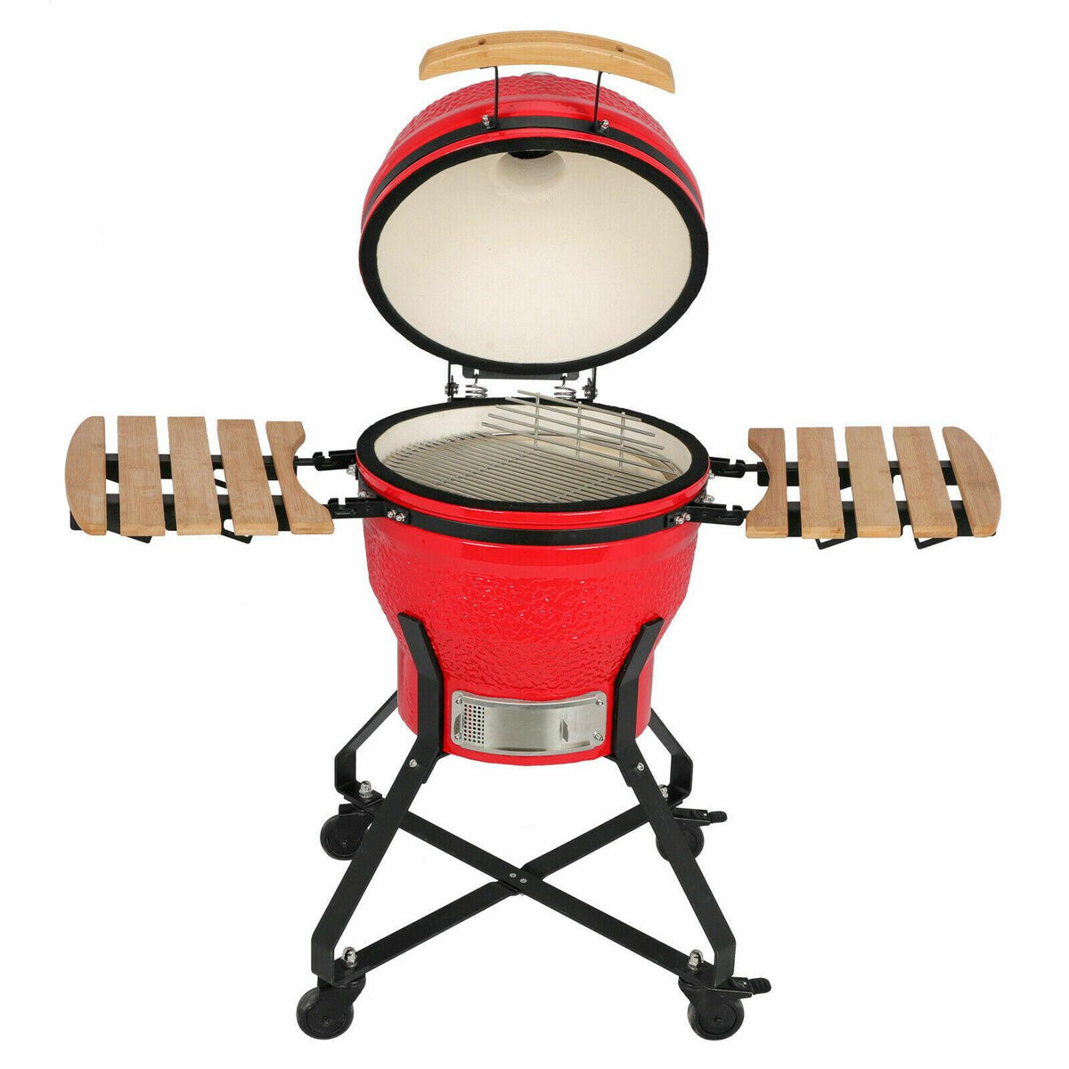18 Inch Kamado Ceramic Charcoal Grill Outdoor Smoker Grill for BBQ Picnic Red US