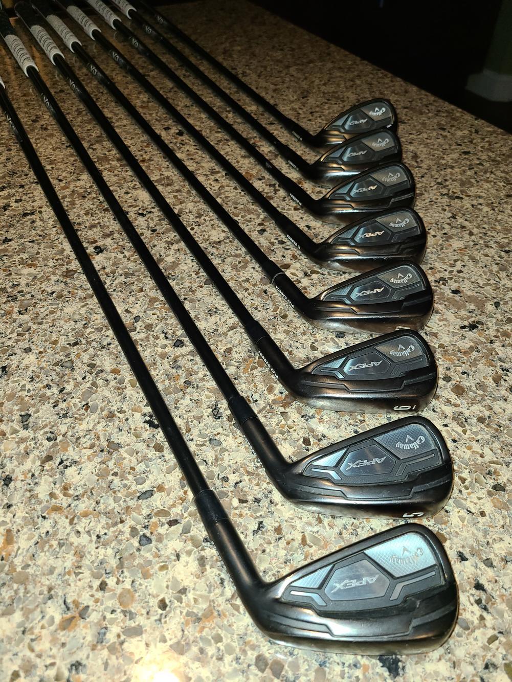 Used Men's Callaway Right Handed Apex CF16 BLACK Iron Set Regular Flex Steel Shaft