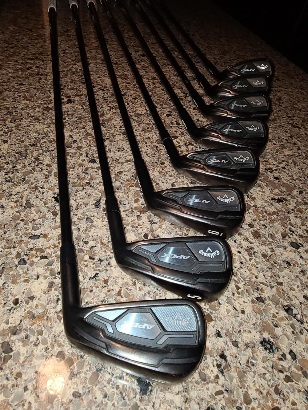 Used Men's Callaway Right Handed Apex CF16 BLACK Iron Set Regular Flex Steel Shaft