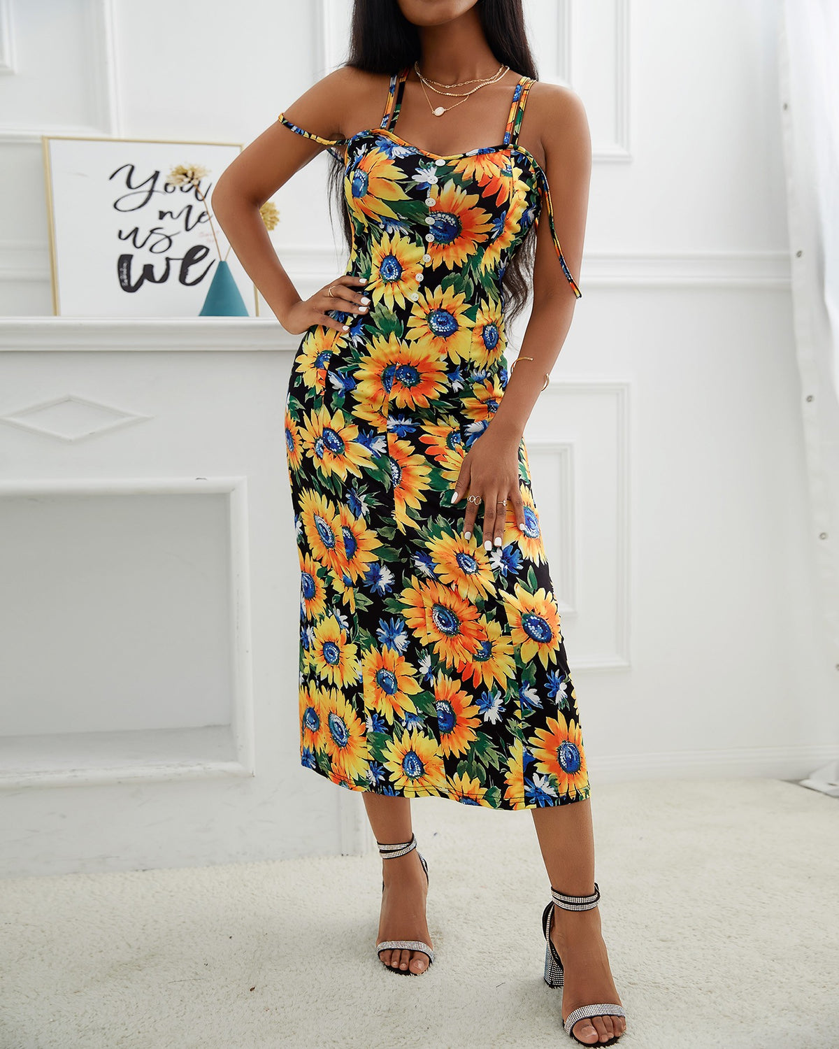 Allover Floral Print Cami Dress