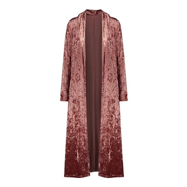 Women's Clothing - Fashion Women's Long Sleeve Crushed Velvet Sweater Cardigans