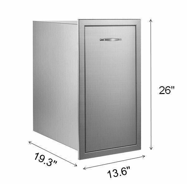 Outdoor Kitchen Trash Drawer Bin 13.6x26 Inch with Pull-Out Tray, NEW