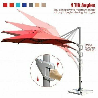 11ft Patio Offset Umbrella with 360 Rotation and Tilt System-Wine - Color: Wine
