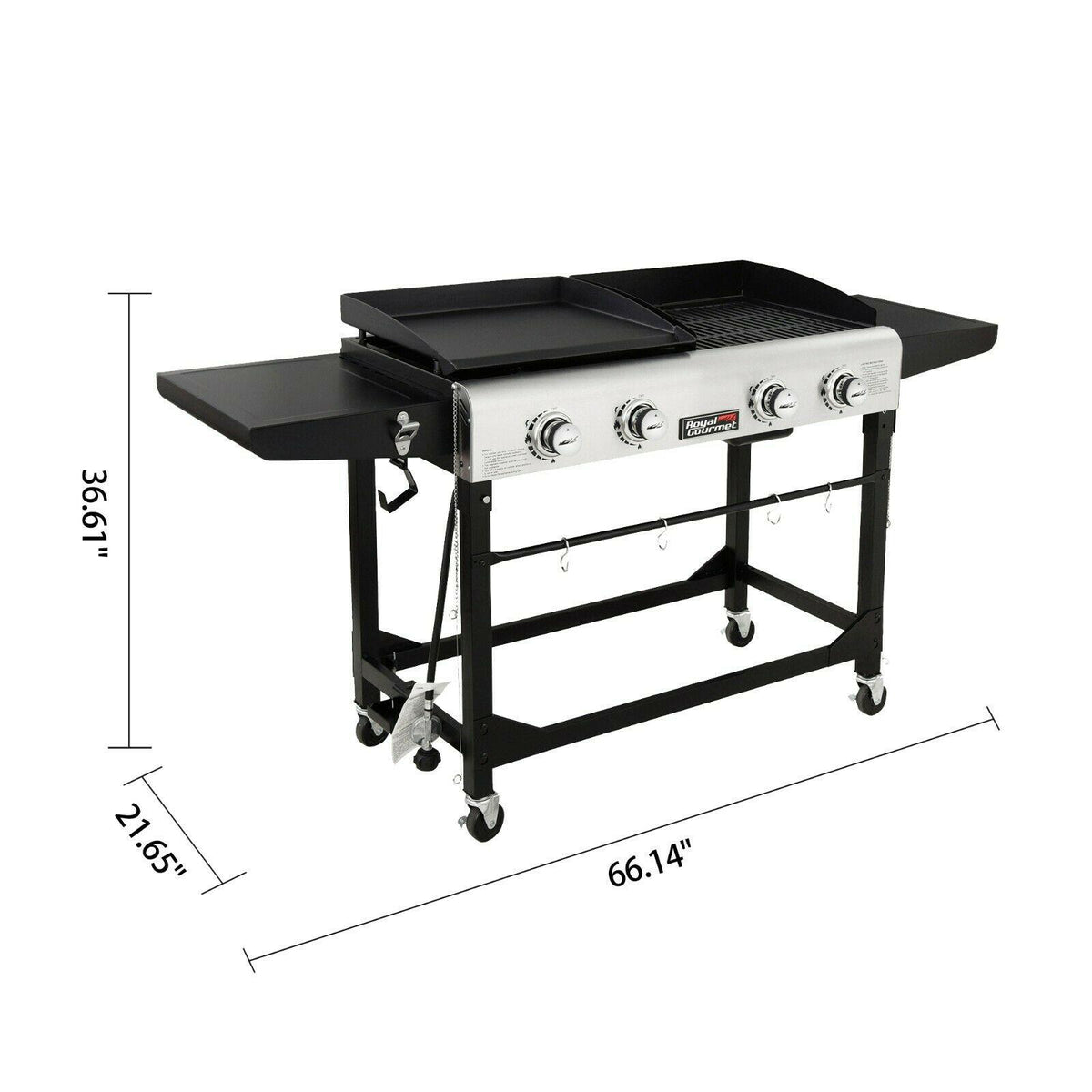 Royal Gourmet 4-Burner Portable Flat Top Gas Grill and Griddle Combo GD401
