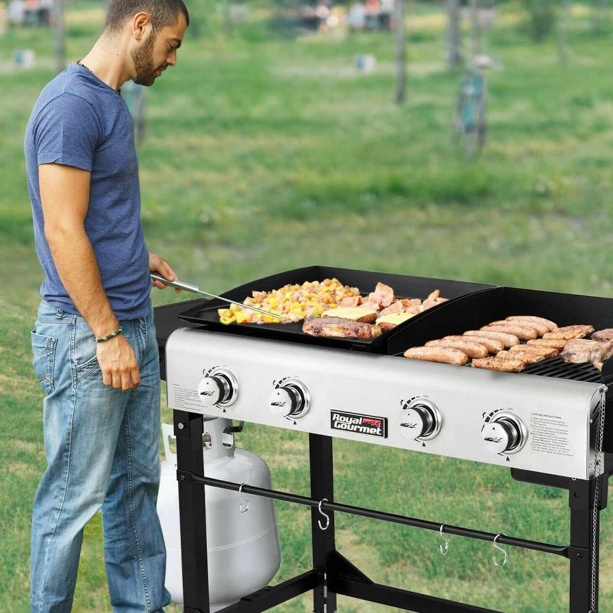 Royal Gourmet 4-Burner Portable Flat Top Gas Grill and Griddle Combo GD401