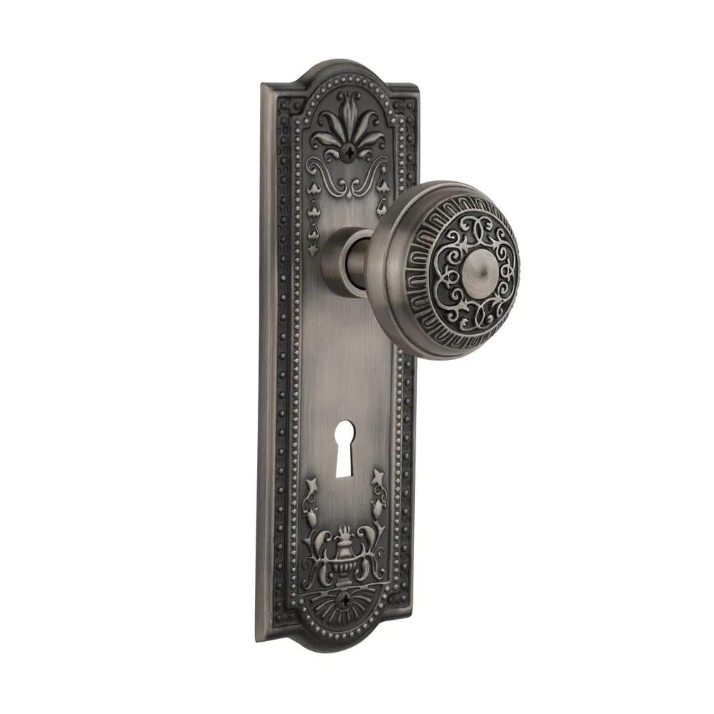 Meadows Plate with Keyhole 2-3/8 in. Backset Antique Pewter PassaHall/Closet Egg &amp; Dart Door Knob